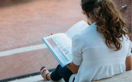 Girl with Friends During Reading Time